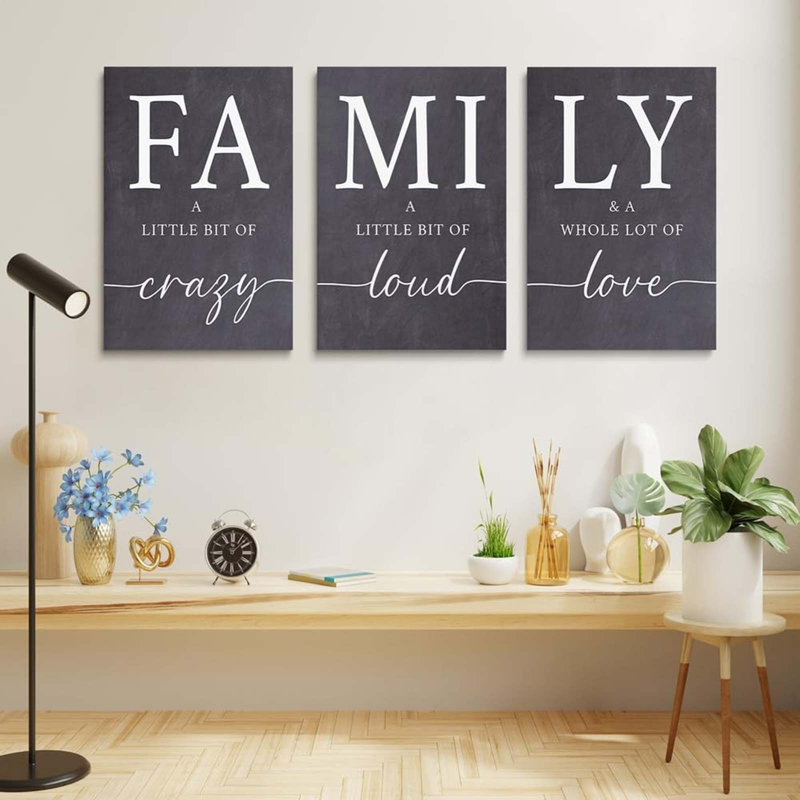 3 Piece Wrapped Canvas Print, Grey
