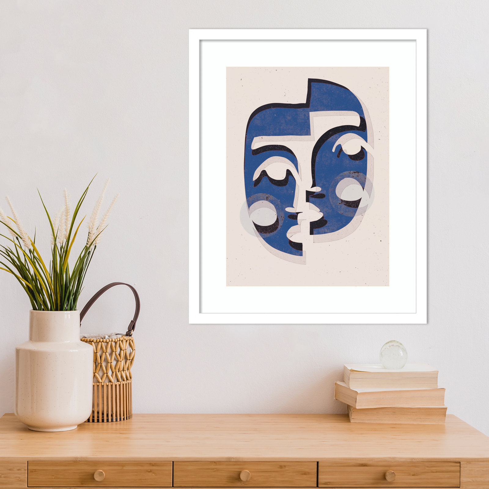 Galya "The Blue Mask" Print by Treechild, White, 13" H x 10" W