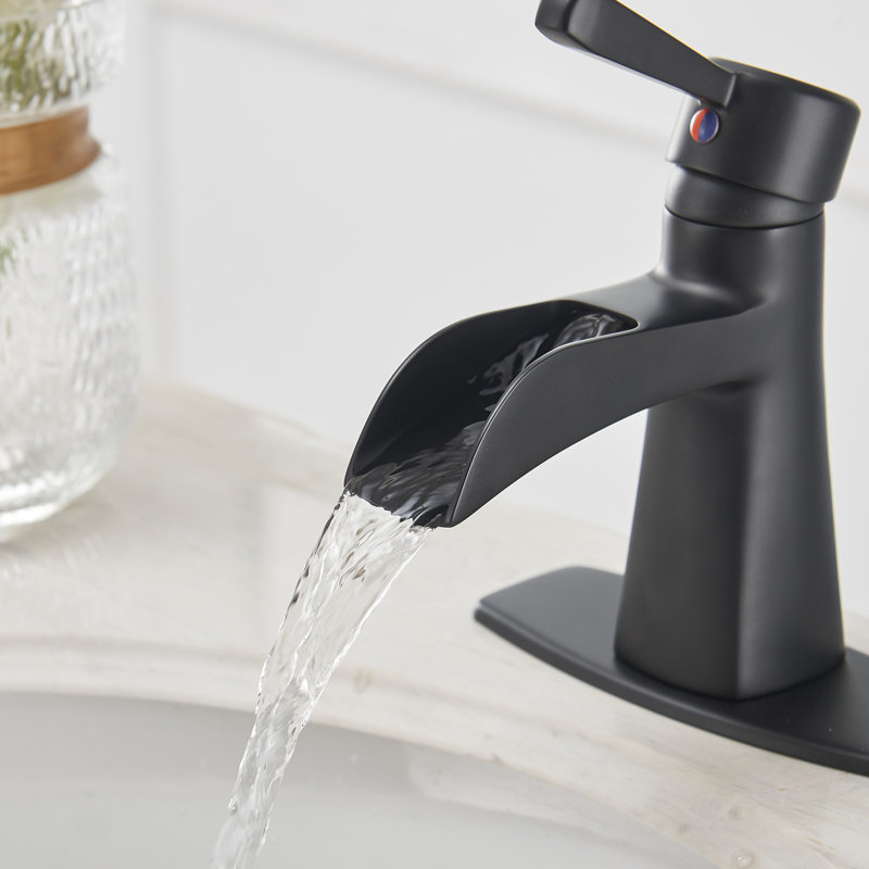 Robinet de salle de bains monotrou avec ensemble de drainage, Noir mat