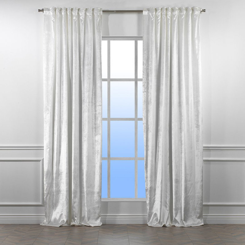 Panneau de rideau simple doublé occultant en velours brillant extra large et très long, 11 - blanc, L 100 po x L 288 po