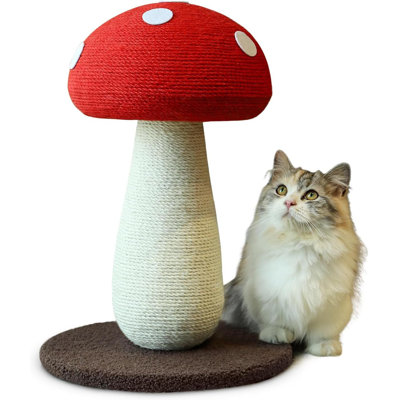 Mushroom Cat Scratching Post – Sisal Rope Scratch Tower with Sturdy Base