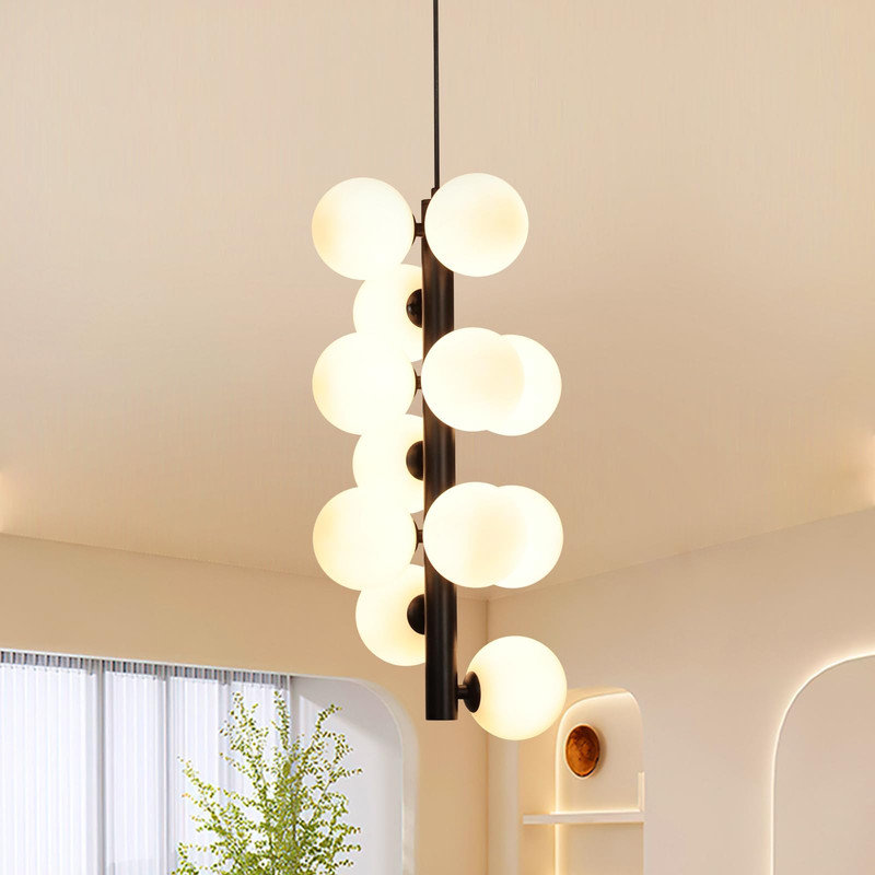 Lustre spoutnik linéaire 9,54 "avec 12 lumières, Noir