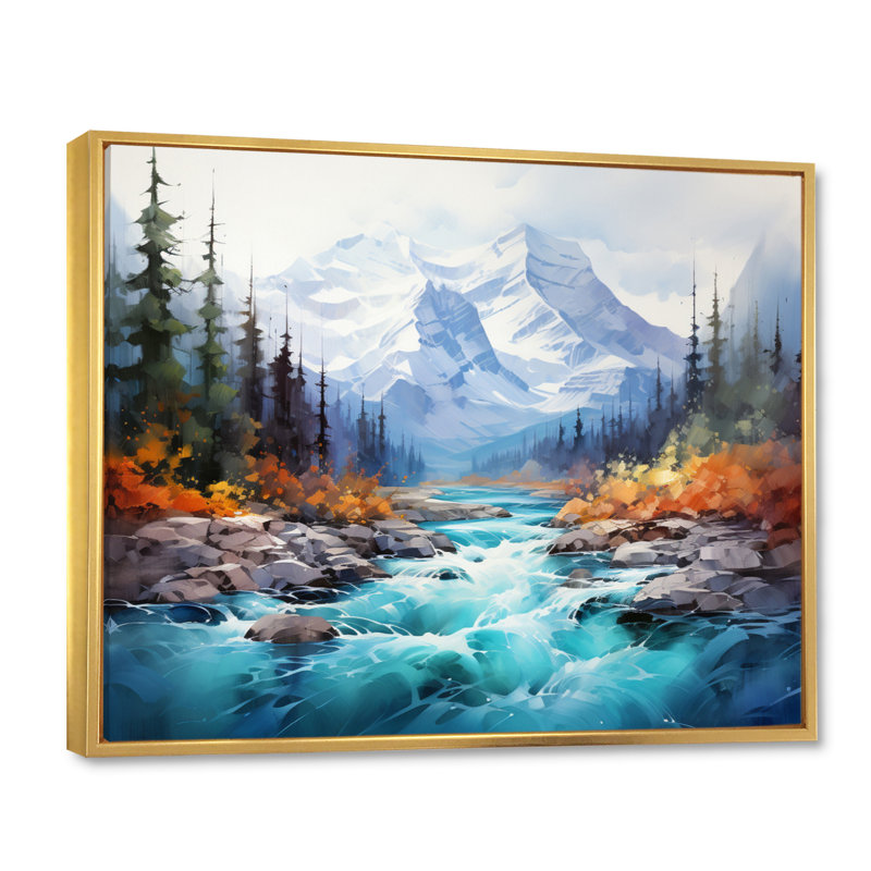 Canada Misty Mountain Majesty I sur impression sur toile, Cadre flottant doré, H 16 po x l 32 po x P 1 po