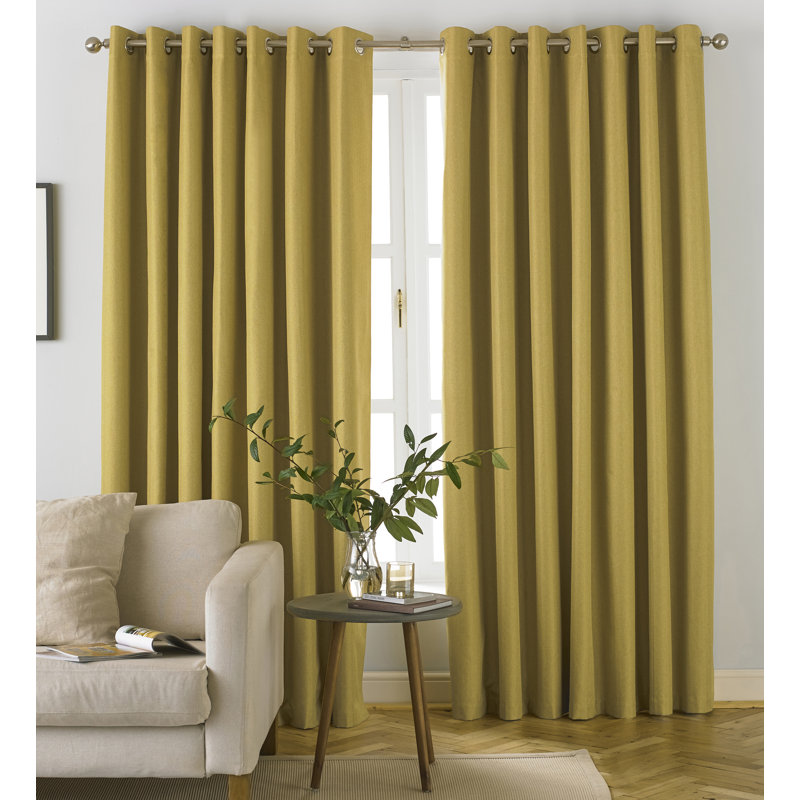 Blackout Curtain Pair, Ochre, 168 W x 137 D cm