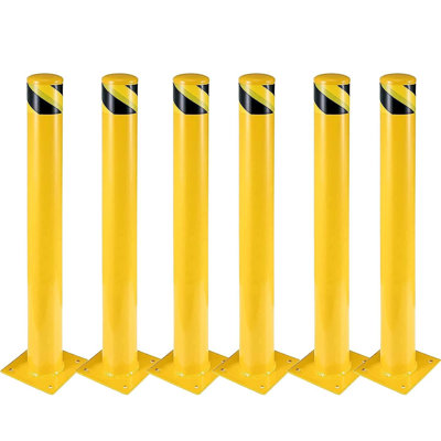 Paquet de 6 poteaux de sécurité en acier robuste de 42 pouces, 4,5 po de diamètre, haute barrière avec boulons d'ancrage complets pour le garage de l'allée