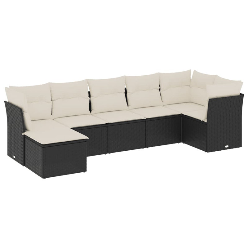 Ensemble de canapé de jardin d'extérieur en polyuréthane, Beige, Noir