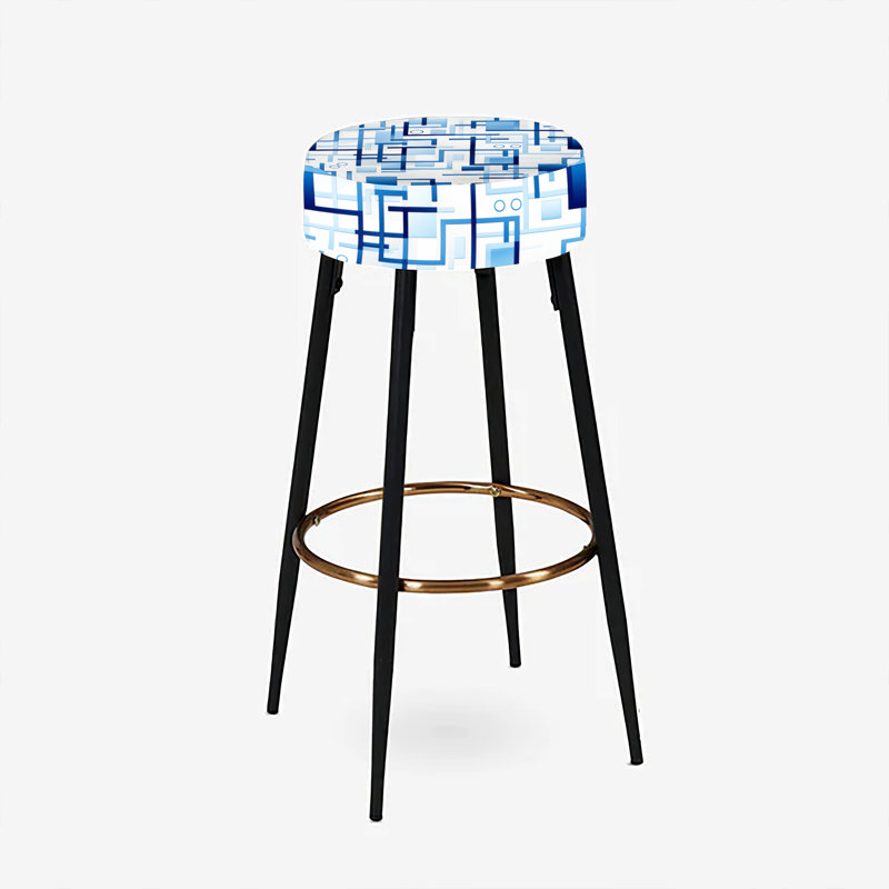 Blue Geometric Matrix Fantasy - Ensemble de 2 tabourets de bar géométriques
