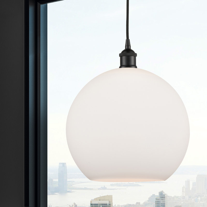 Ralph 1 - Light Single Drop Pendant Pendant, Matte White, Matte Black, 13.63" H x 11.75" x 11.75"