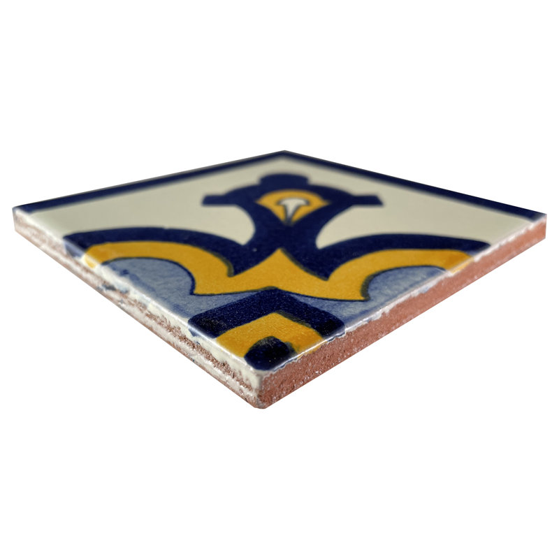 Carreau mexicain de coin Talavera de 4,2 po x 4,2 po 9 pièces TalaMex Milan
