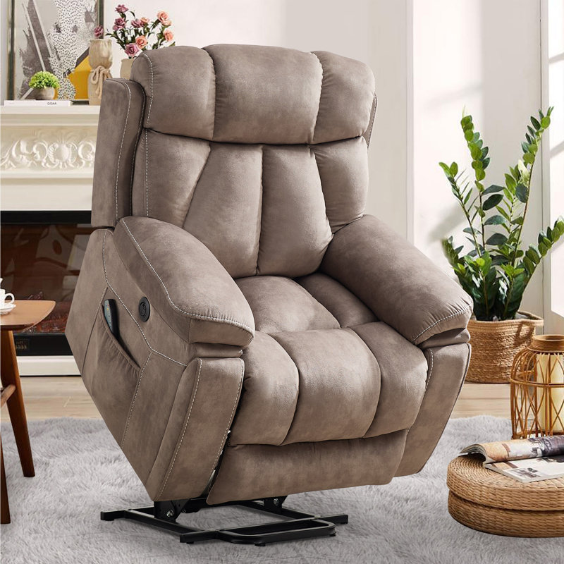 41.3" W Microsuede Comfortable Power Lift Reclining Heated Massage Chair with USB and Cup Holders, Chocolate Brown Microsuede