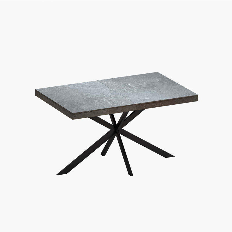 Table de salle à manger extensible 55,11 po - 70,86 po, Gris rétro / noir