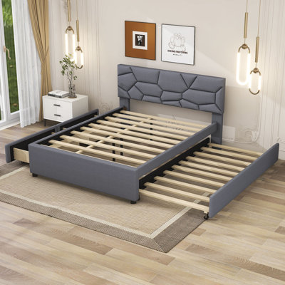 DelphineÂ  Delphine Queen Szie Upholstered Platform Bed with Twin XL Trundle And Two Drawers -  Brayden StudioÂ®, 7C7D2A4A6EE4447384D0175F91B2F231