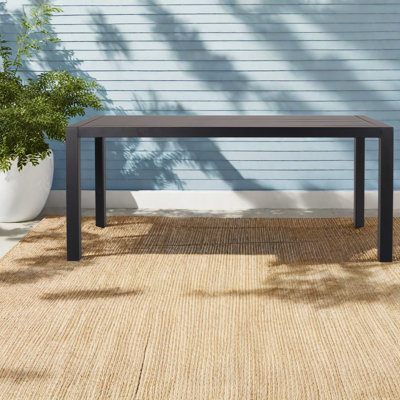 Grandes tables de patio, lattes modernes en aluminium noir pour l'extérieur