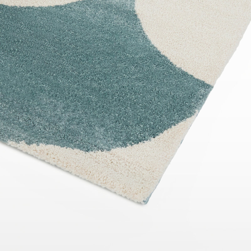 Heintz Light Blue Retro Geometric Area Rug, Rectangle 7'10" x 10'