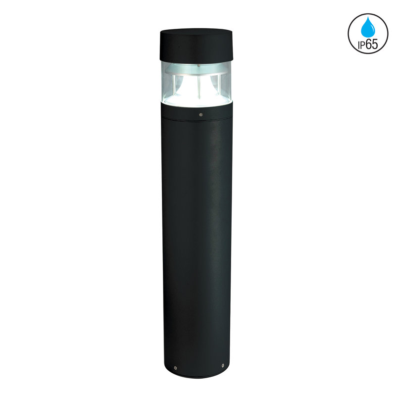 Zana Outdoor Bollard Hardwired Bollards, Textured Black Paint and Clear PC