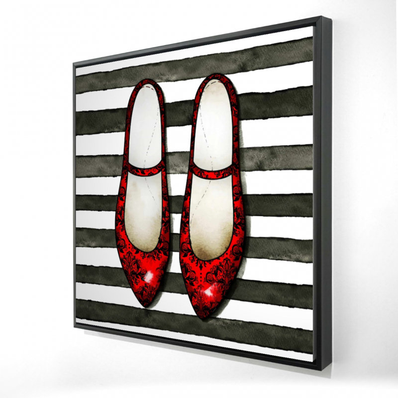 Chaussures en toile rouge brillant | Décoration de chambre à rayures, H 25,25 po x l 25,25 po