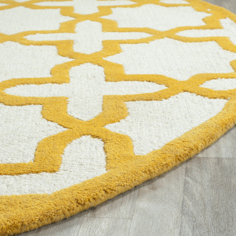 Igna Hand Tufted Wool Geometric Rug, Round 6'