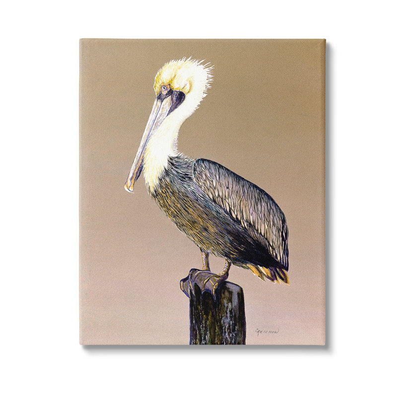 «Pelican on Perch» par Christine Reichow, H 20 po x l 16 po