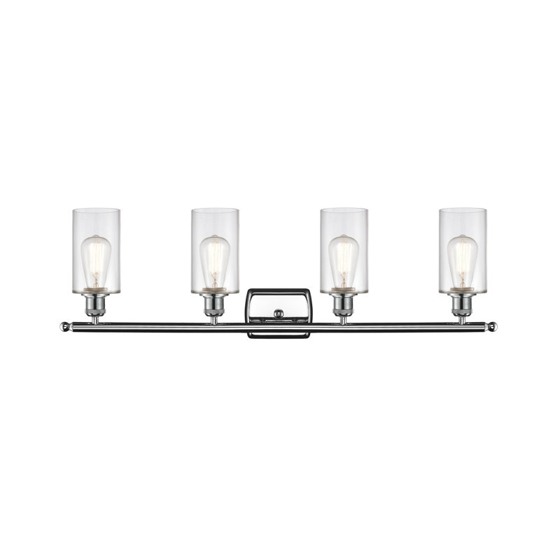 Mallette 4 - Light Dimmable Vanity Light, 60 Watt Vintage Incandescent Bulb, Clear, Polished Chrome