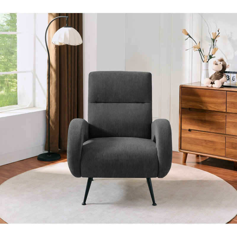 Fauteuil décoratif en velours côtelé Olie, Gris foncé