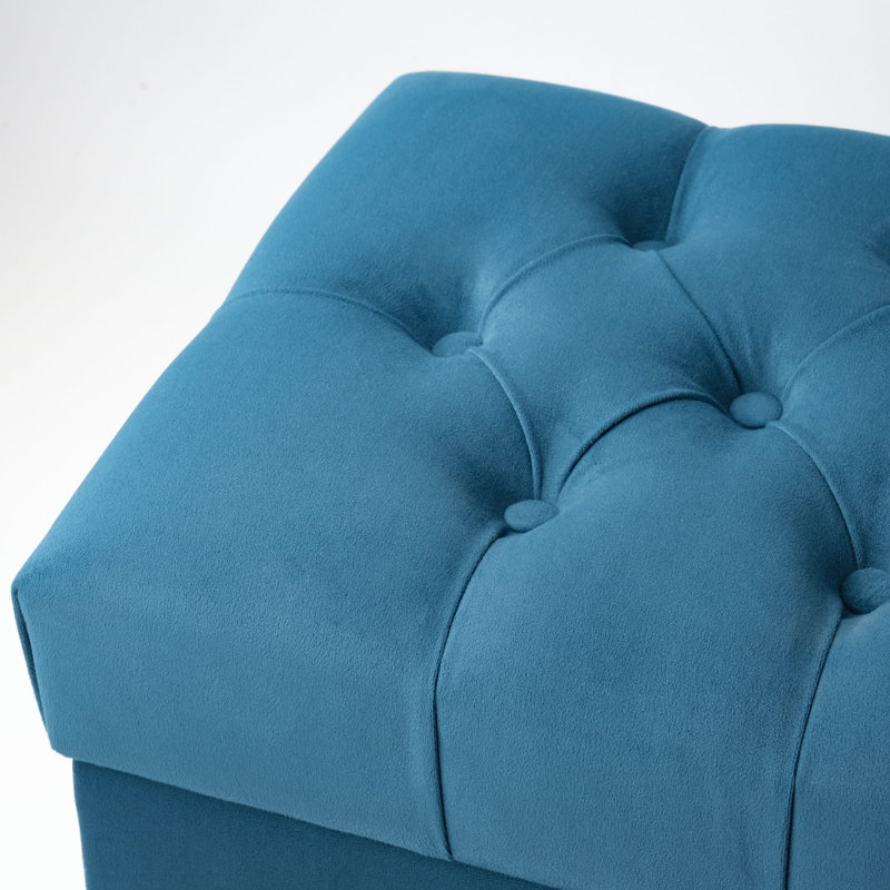 Velvet Upholstered Storage Bench, 47cm H x 60cm W x 40cm D