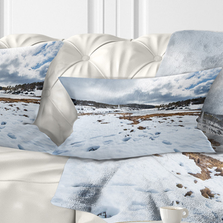 Coussin décoratif bonhomme de neige dans kosciuszko park landscape, 12 po x 20 po, Coussin lombaire