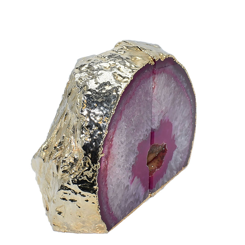 Grande serre-livres antidérapants en agate, Rose/or, H 5,5 po x l 6,5 po x P 3 po