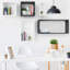  Ensemble de 4 tablettes murales cubiques flottantes pour la découverte de l'espace, marbre noir-65563805