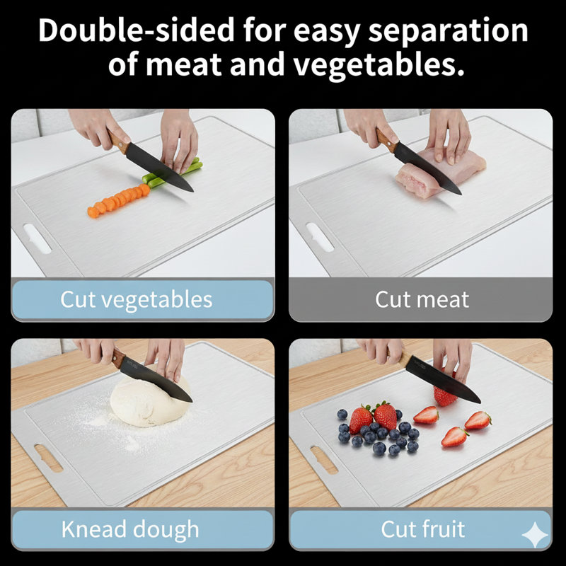 Planche à découper en titane 100% planches à découper avec rainure à jus de qualité alimentaire