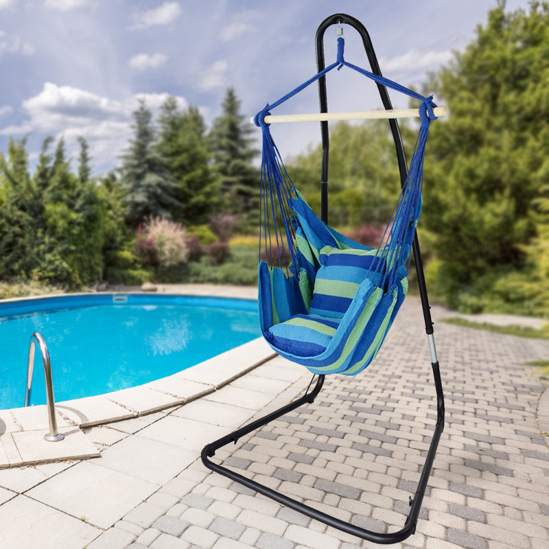 Sorbus Hammock Chair With Stand Adjustable in Blue