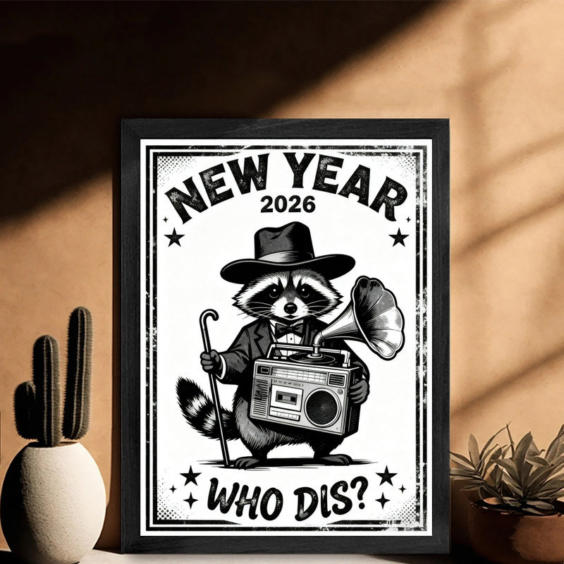 Reproduction d'art fantaisiste rétro encadré noir 2026, H 11 po x l 9 po