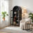 Black Arched Cabinet & Floor Lamp (set Of 2), Decorative Storage Bookcase With Adjustable Shelves