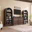 Armoire de rangement arquée 71 po avec 7 tablettes réglables - bibliothèque de ferme, garde-manger, entrée ou rangement de salon