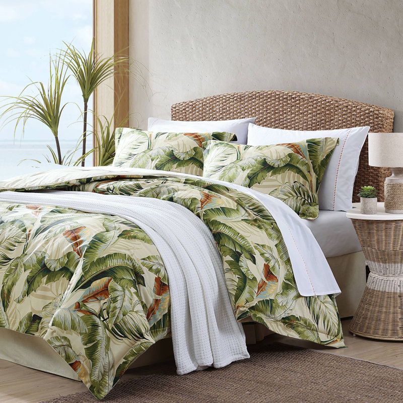 Tommy Bahama Palmiers Tropical 4 Piece Cotton Reversible Comforter Set, King Comforter + 3 Additional Pieces