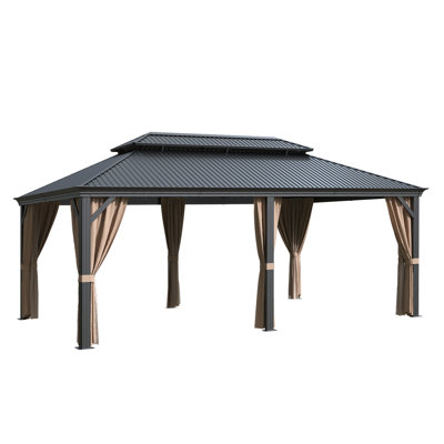 Hardtop Gazebo Outdoor Galvanized Steel Metal Double Roof