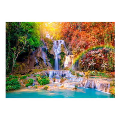 Peel & Stick Nature Wall Mural - Tat Kuang Si Waterfalls - Removable Wall Decals