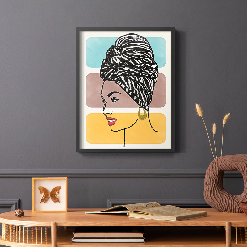 «Head Wrap II», reproduction encadrée - bois massif, Noir, H 10 po x l 8 po