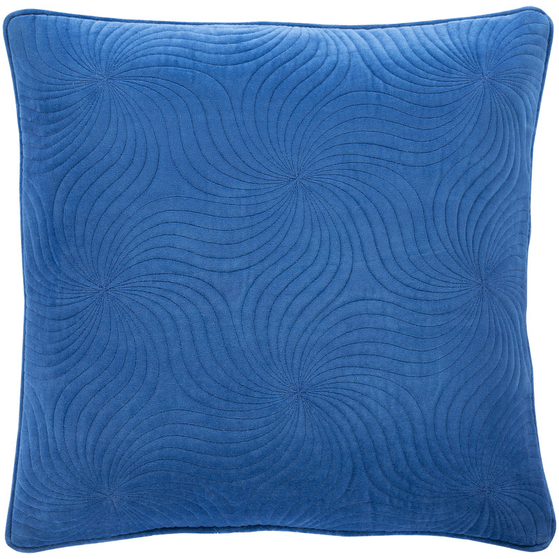 Square Cotton Throw Pillow, Bright Blue, 20" x 20", Down