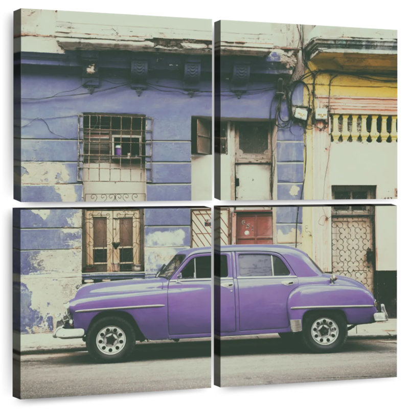 Mehar Cuba Fuerte - voiture américaine rétro mauve, H 18 po x l 18 po