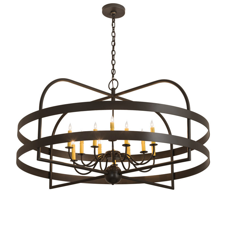 Timeless Bronze 12-Light Geometric Candle Chandelier