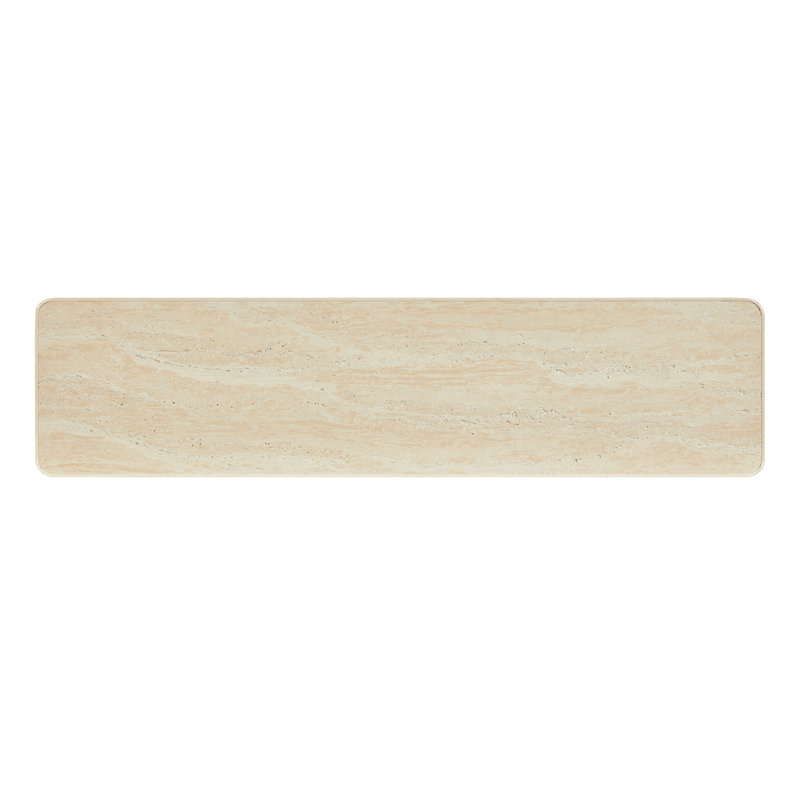 Console Modern Modern Texture en travertin - 46,8 po entrée étroite en pierre ou table de canapé pour le couloir et le salon