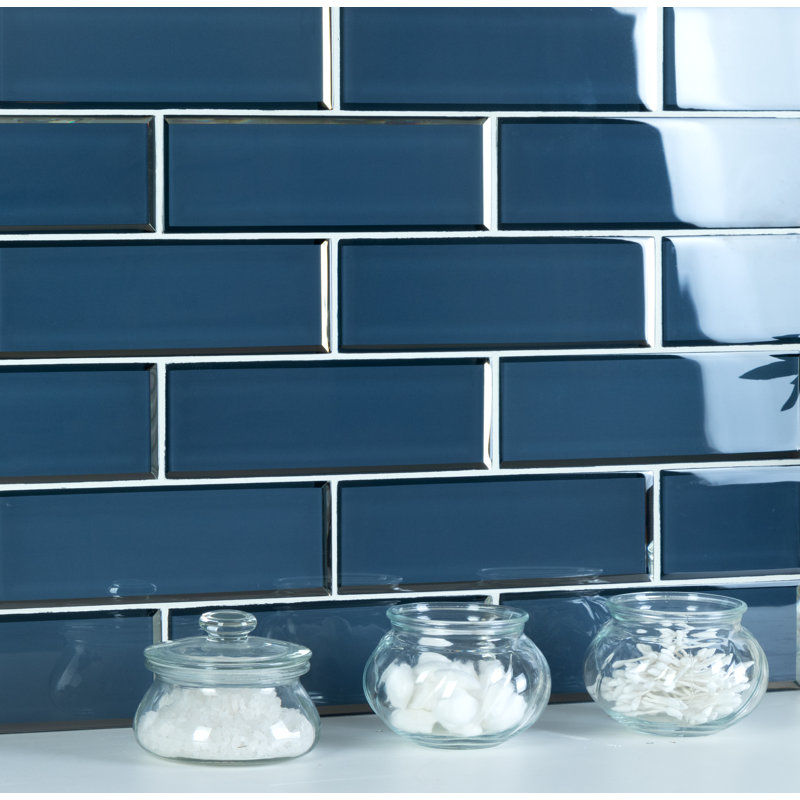 Artista 3" x 9" Glass Subway Tile, Denim Blue