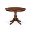 L'ensemble de mobilier de salle à manger 3 pièces comprend une table de salle à manger ronde avec piédestal et 2 chaises Parson rembourrées en lin crème, acajou-1998371005-1998370977-1998370978