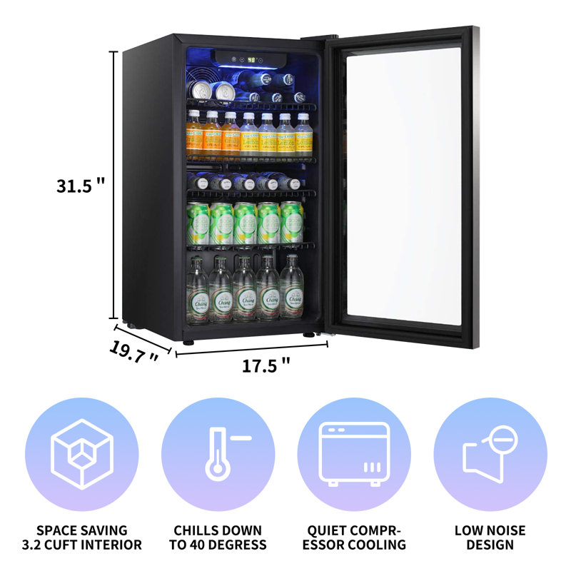 KELIVOL Single Zone 19.7'' Freestanding 26 Bottle Wine & Beverage Refrigerator