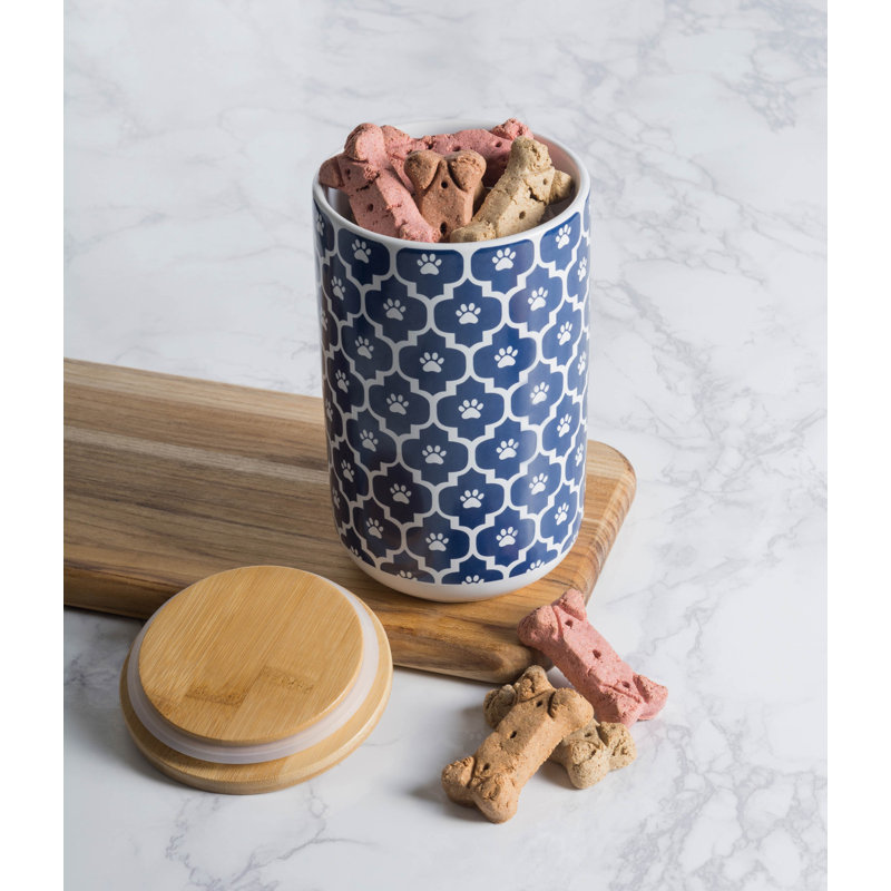 Ebern Designs 0,75 pte Pot à friandises pour animaux, Bleu