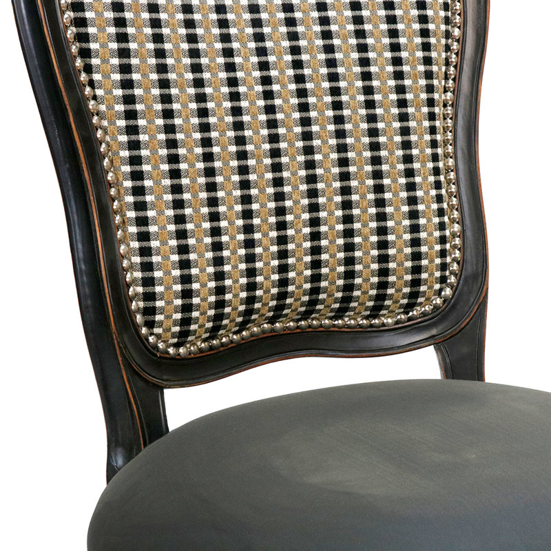 Leandro 21'' H Upholstered Side Chair, Black Checkered