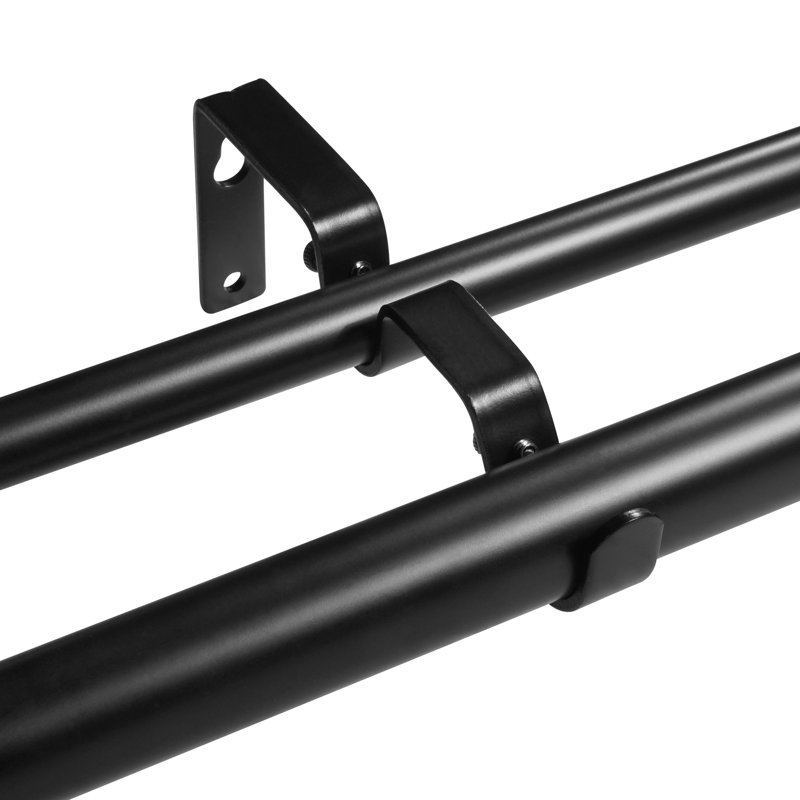 Cameon Adjustable Double Curtain Rod, 28" - 48", Black