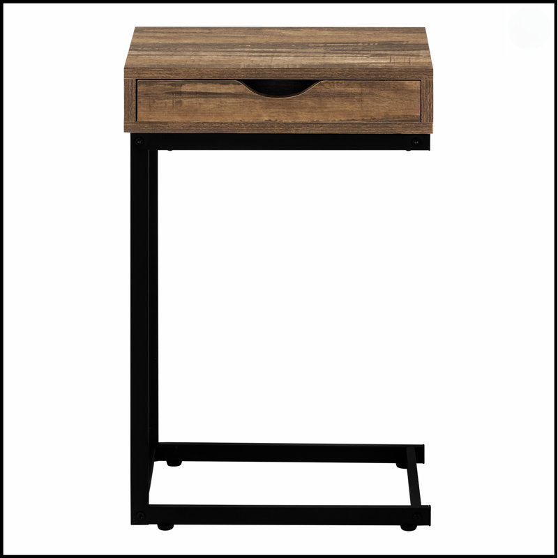 Table d'appoint en forme de C avec tiroir de rangement, conception moderne pour des espaces compacts et pratiques