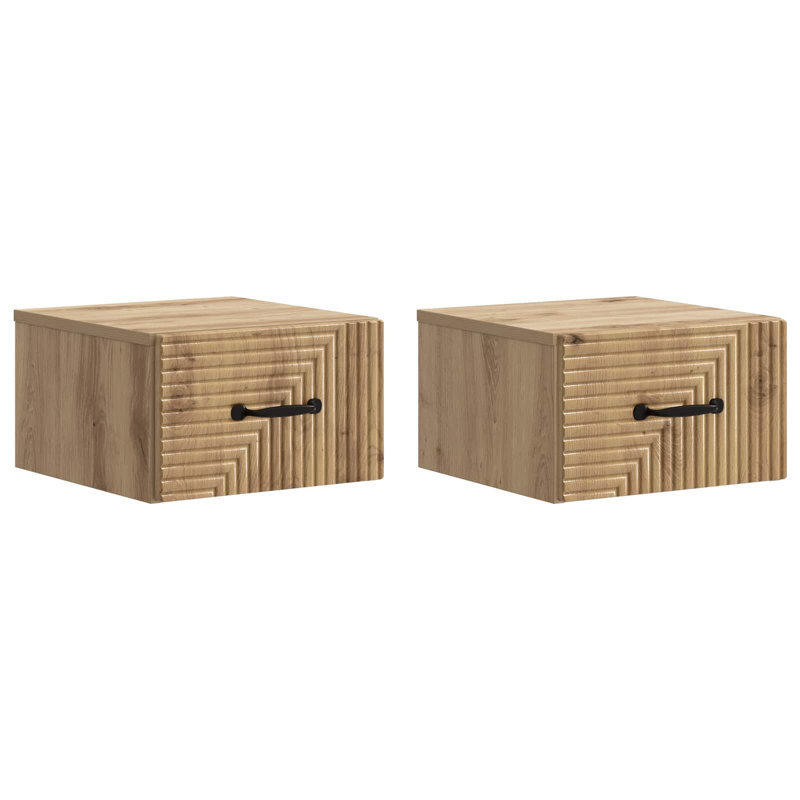 34.5cm W Manufactured Wood Bedside Table, Artisan Oak