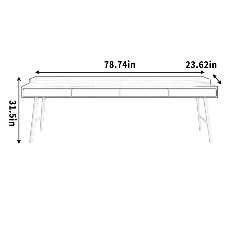 Pieds de rangement en bois massif, H 31,5 po x l 78,74 po x P 23,62 po